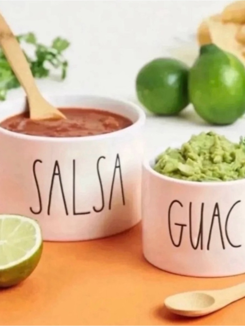 NIB Rae Dunn White Ceramic 'Salsa' & 'Guac' Bowls - Set of 2